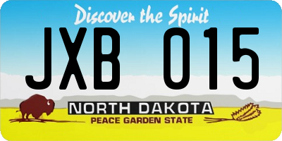 ND license plate JXB015