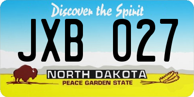 ND license plate JXB027