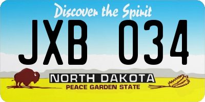 ND license plate JXB034