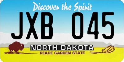 ND license plate JXB045