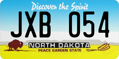 ND license plate JXB054