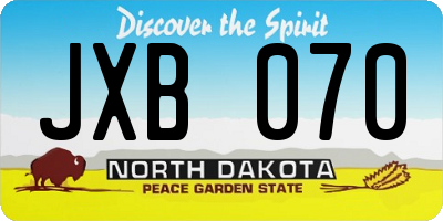 ND license plate JXB070