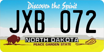 ND license plate JXB072