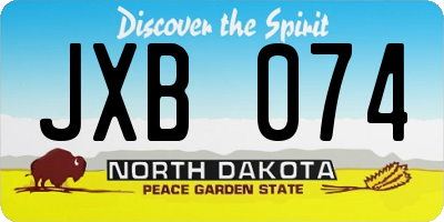 ND license plate JXB074