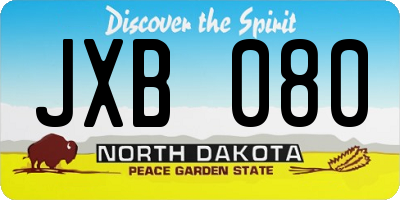 ND license plate JXB080