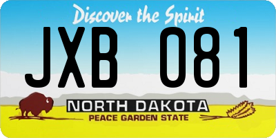 ND license plate JXB081