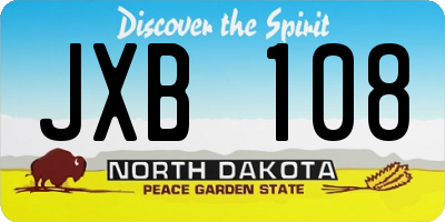 ND license plate JXB108