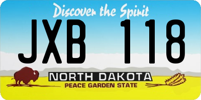 ND license plate JXB118