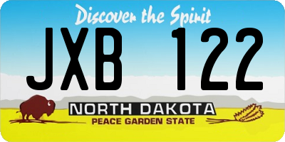 ND license plate JXB122