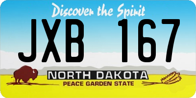 ND license plate JXB167