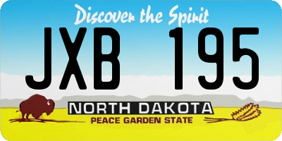 ND license plate JXB195