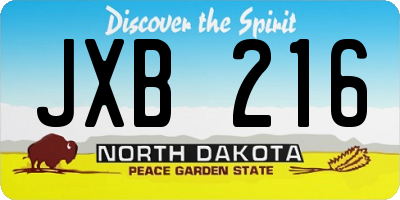 ND license plate JXB216