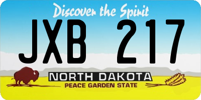 ND license plate JXB217