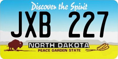 ND license plate JXB227