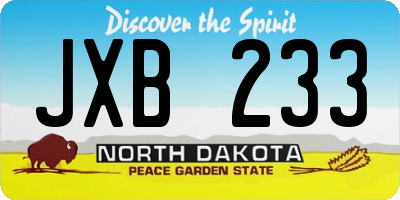 ND license plate JXB233