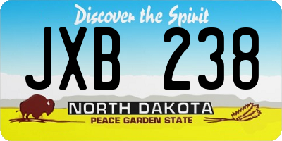 ND license plate JXB238