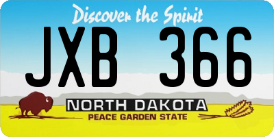 ND license plate JXB366