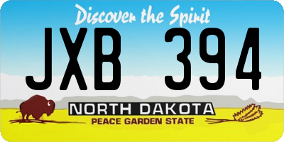 ND license plate JXB394