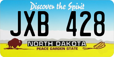 ND license plate JXB428