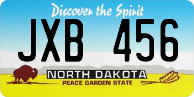ND license plate JXB456