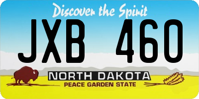 ND license plate JXB460
