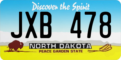 ND license plate JXB478