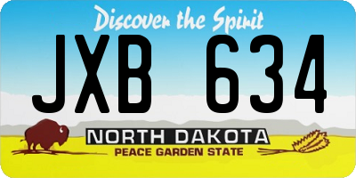 ND license plate JXB634