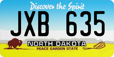 ND license plate JXB635