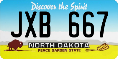 ND license plate JXB667