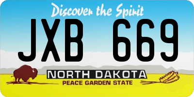 ND license plate JXB669