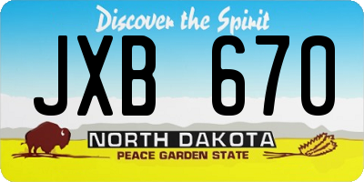ND license plate JXB670