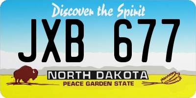 ND license plate JXB677