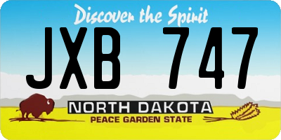 ND license plate JXB747