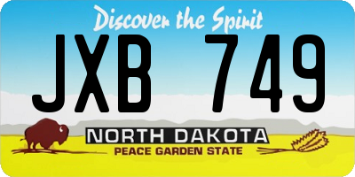 ND license plate JXB749