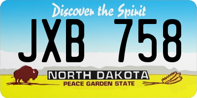 ND license plate JXB758