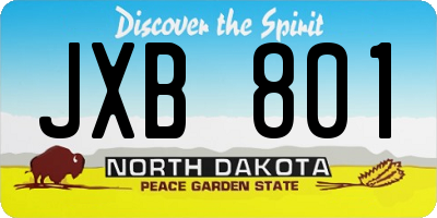 ND license plate JXB801