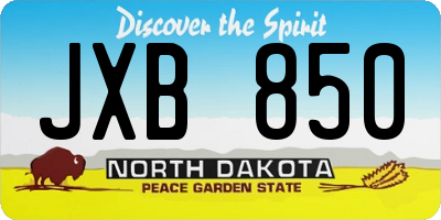 ND license plate JXB850