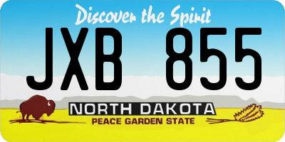 ND license plate JXB855