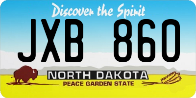 ND license plate JXB860