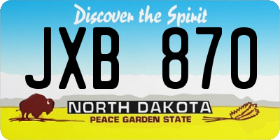 ND license plate JXB870