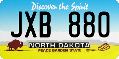 ND license plate JXB880