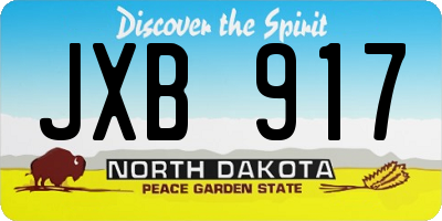 ND license plate JXB917