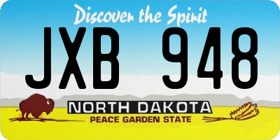 ND license plate JXB948