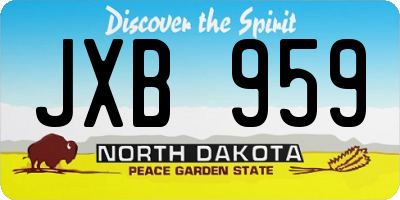 ND license plate JXB959