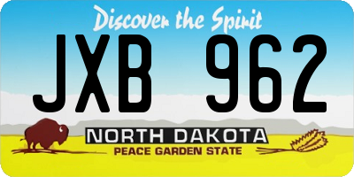 ND license plate JXB962