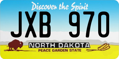 ND license plate JXB970