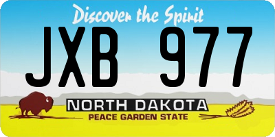 ND license plate JXB977