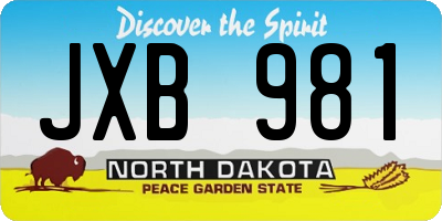 ND license plate JXB981