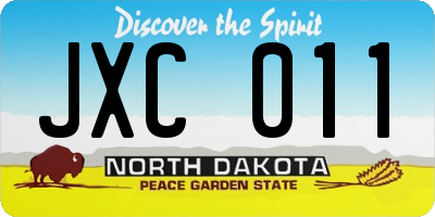 ND license plate JXC011