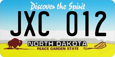 ND license plate JXC012